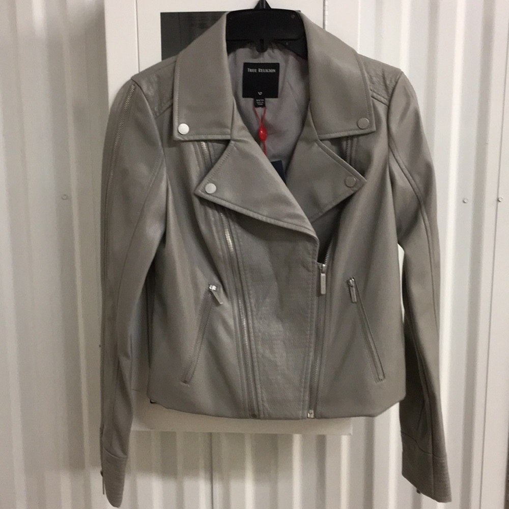 True Religion grey leather jacket